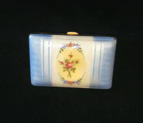 1930s Guilloche Cigarette Case Gold Plated LaMode Floral Ladies Card Case