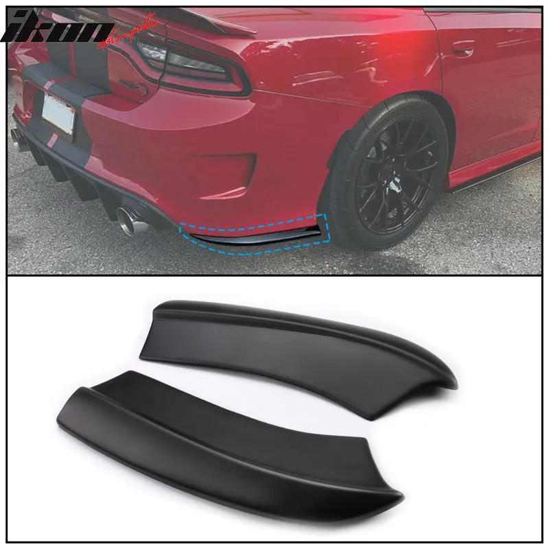 2015-2023 Dodge Charger Matte Black Rear Bumper Lip Aprons Pair PP