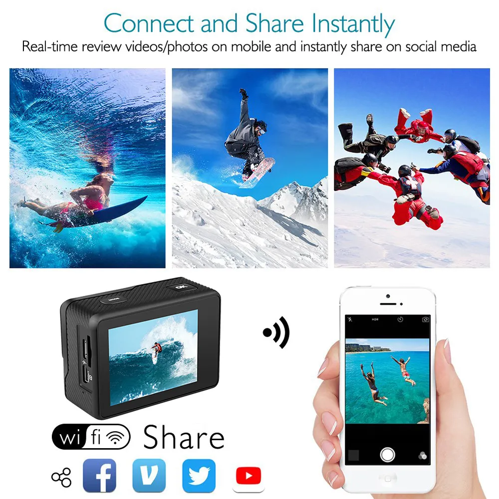 4K 60FPS HD Waterproof Wireless Sport Action Camera