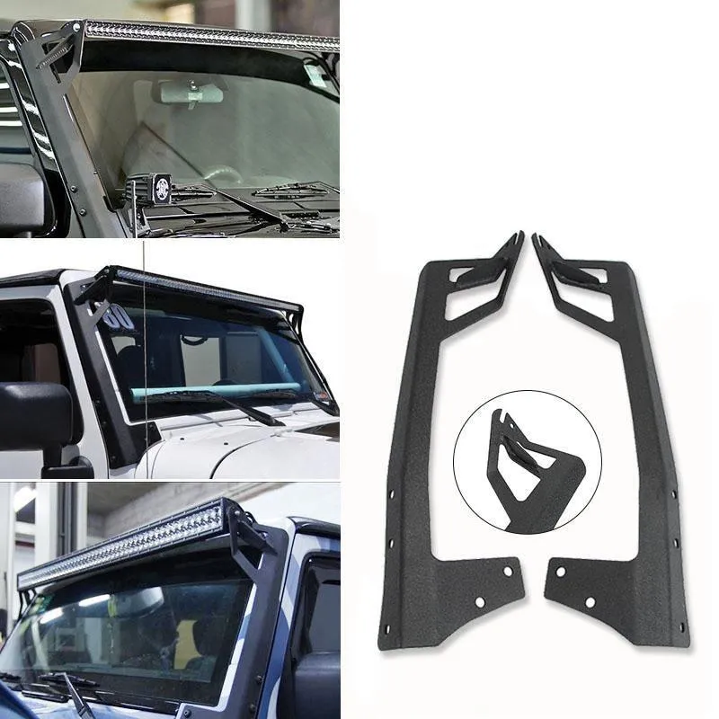 50" Straight Light Bar Windshield Mounting Brackets for 2007-2017 Jeep Wrangler JK