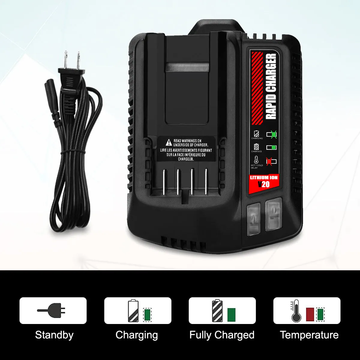 6.5Ah CMCB204 20V V20 Battery with Charger Combo Replacement for CRAFTSMAN 20V Battery and Charger Kit CBCB104 20V 6.0Ah CMCB206 4.0Ah CMCB204