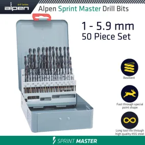 ALPEN ALPEN SPRINT MASTER 50 PCS SET KM50 1.0 - 5.9 x 0.1MM METAL CASE ALP8103511