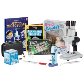 AmScope Kid's Natural Geode Explorer Series Set featuring 60X-120X Portable LED Handheld Microscope, Ultimate Natural Geode Exploration Set and more