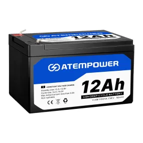 Atem Power 12AH 12V AGM Deep Cycle Battery SLA UPS Solar Alarm Toy Camping 4WD