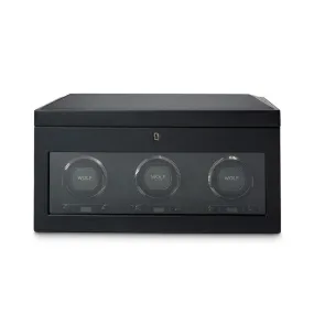 British Racing Triple Watch Winder with Storage - Black