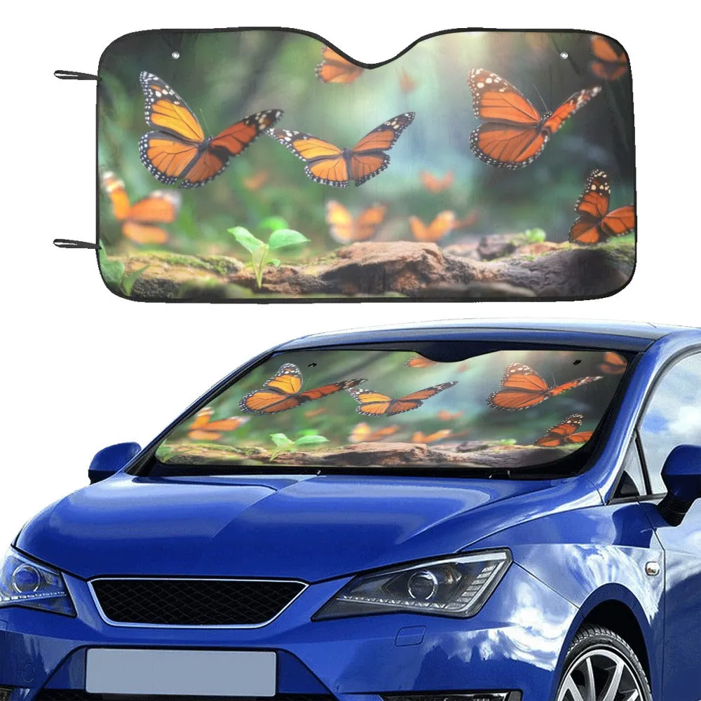 Butterfly Windshield Auto Sun Shade, Photograph Car Accessories Vehicle Cover Protector Reflector Window Visor Screen Decor Universal Fit