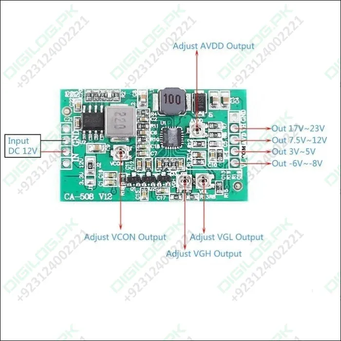 Ca-508 Boost Board Module Lcd Tcon Board Vgl Vgh Vcom Avdd 4 Channel Adjustable Step Up Module