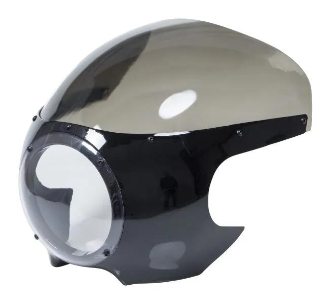 Cafe Racer Old Skool Fairing with 5-3/4 inch Headlight Cut-out, Smoked Screen - Highway Hawk HC57-0005