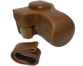 Camson Leather Case for Canon EOS Rebel T7, T6, T5, T3, with 18-55mm Lens (Coffee)