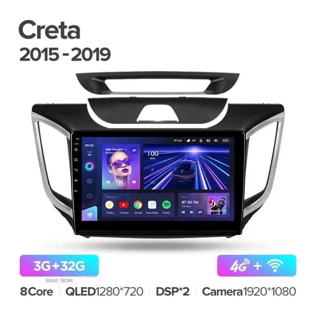 Car Dealz Elite 4G Data Model 10.2" Android 12.0 For Hyundai Creta IX25 2015-2019 In Dash Plus OEM Fascia