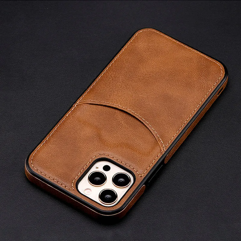 Card-inserting Leather Case Back Cover Type Protective Case