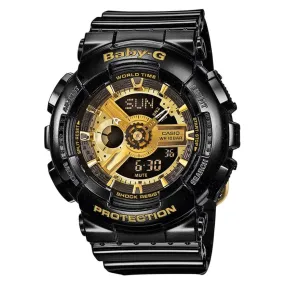 Casio Baby-G Ladies Watch Big Case Black/Gold BA-110-1ADR