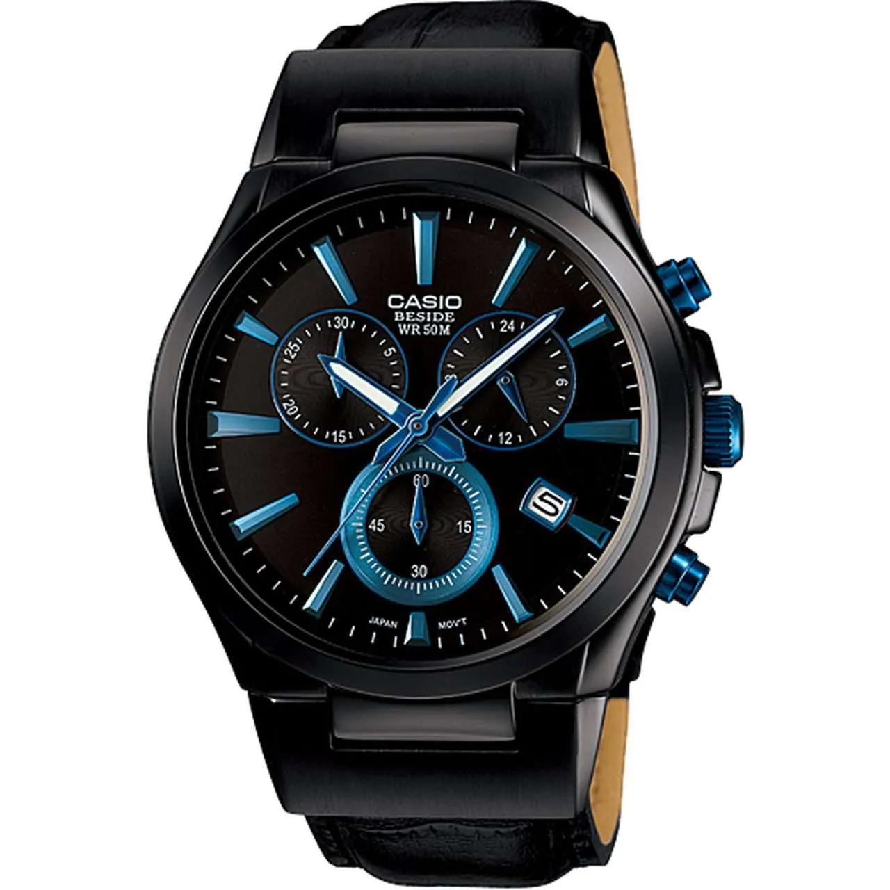 Casio BEM-508BL-1AVDF Black Leather Watch for Men