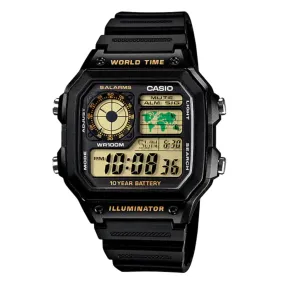 Casio Watch Digital World Time Illuminator Black AE-1200WH-1BVDF