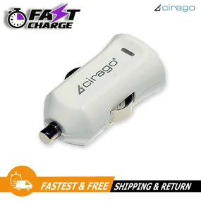 Cirago Ultra Compact Fast Charging USB Car Charger Kit (2.4Amp) for Apple, White