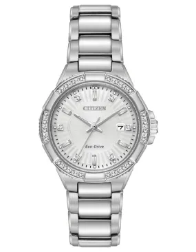 Citizen Womens Eco-Drive Riva - Diamonds - Silver-Tone Dial - Date - 100m