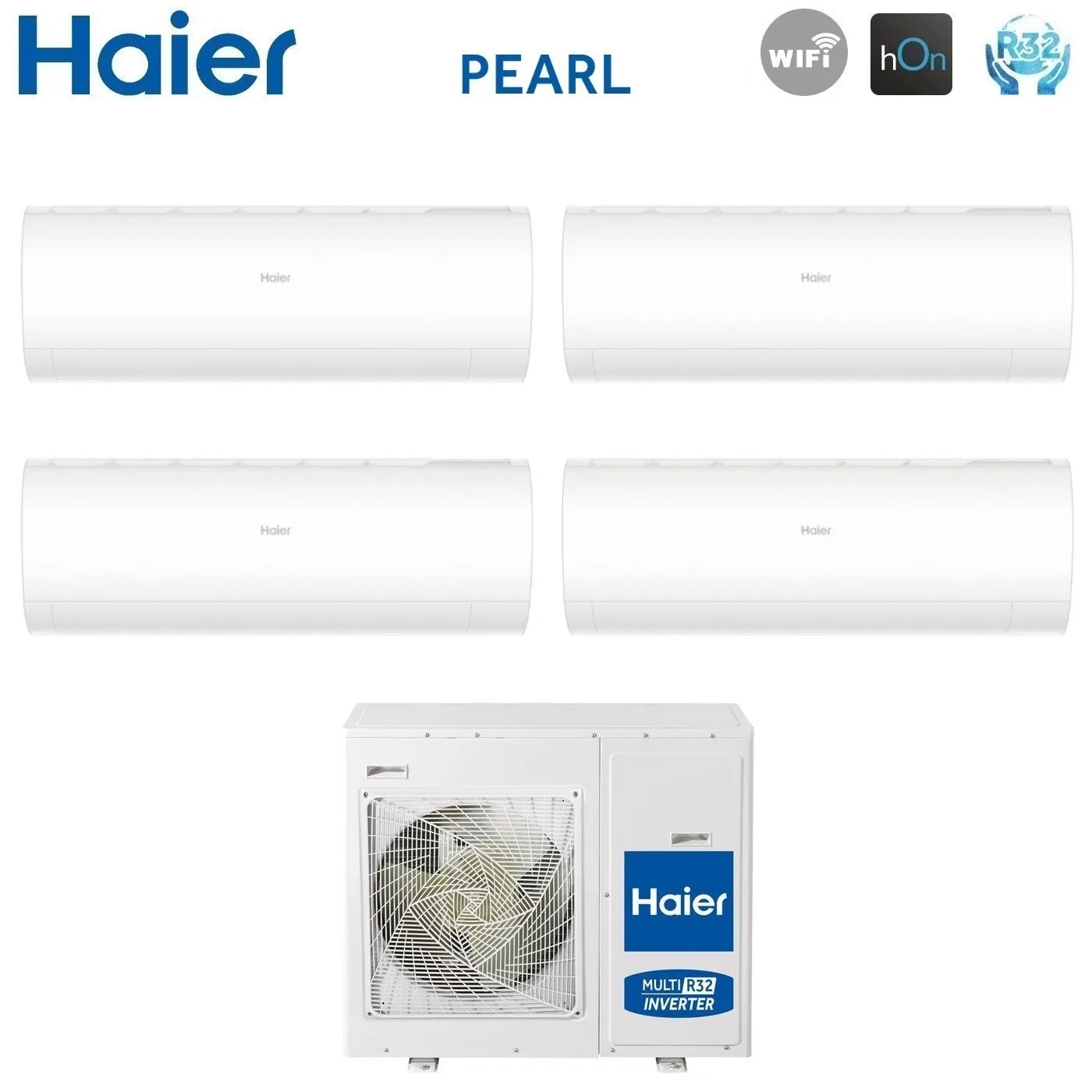 Climatizzatore Condizionatore Haier Quadri Split Inverter serie PEARL 7 7 9 9 con 4U75S2SR5FA R-32 Wi-Fi Integrato 7000 7000 9000 9000