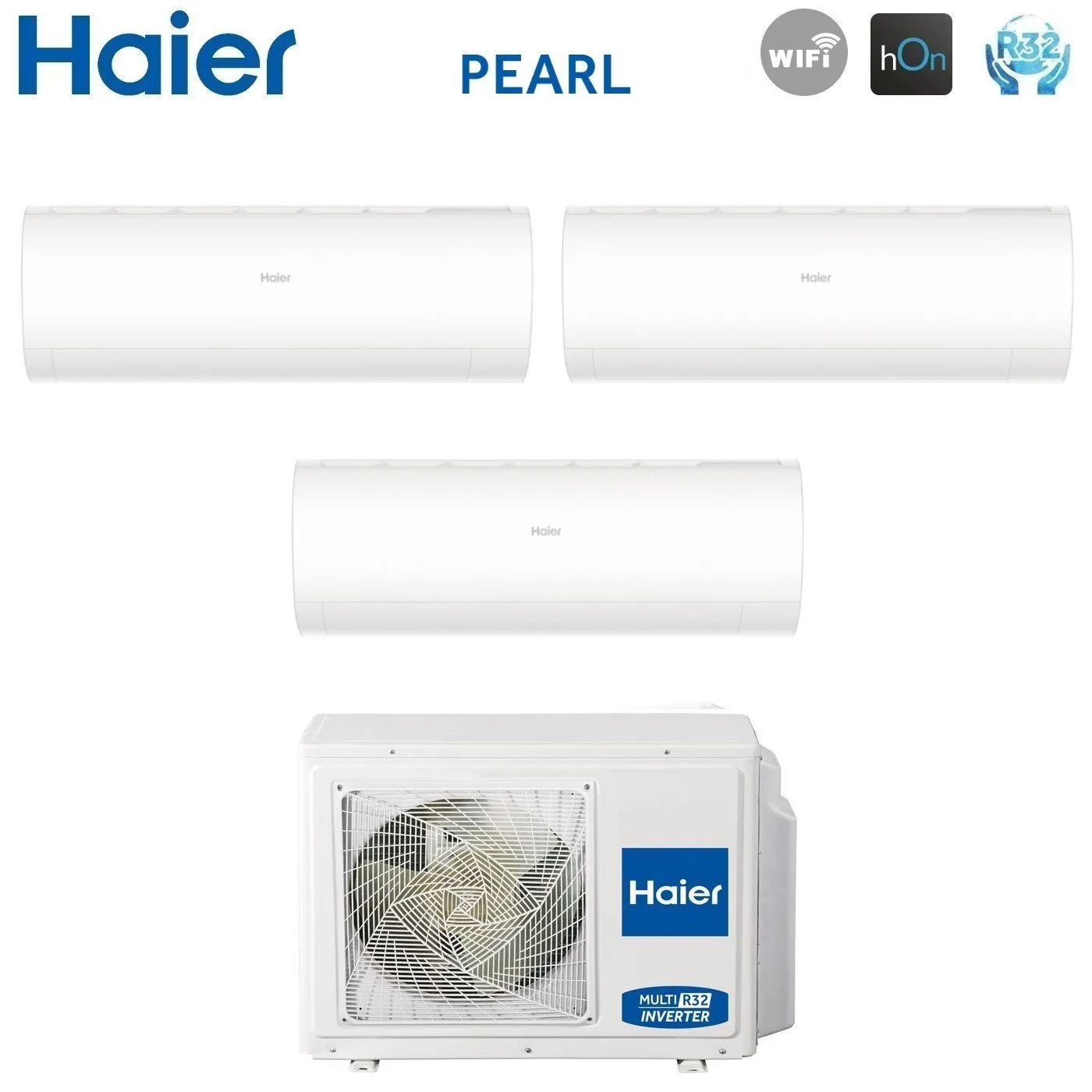 Climatizzatore Condizionatore Haier Trial Split Inverter serie PEARL 9 9 12 con 3U55S2SR5FA R-32 Wi-Fi Integrato 9000 9000 12000