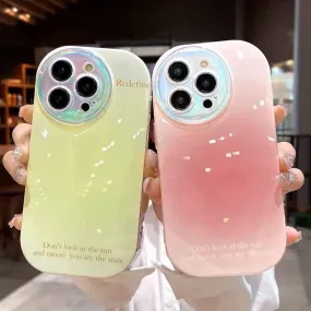 Cute Multicolour Gradient Ombré Laser Holographic with words of Inspiration Protective Shockproof Case for iPhone 11 12 13 14 15 Pro Max