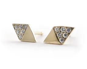 Diamond Shaped Studs with Moissanites in 14k Yellow Gold