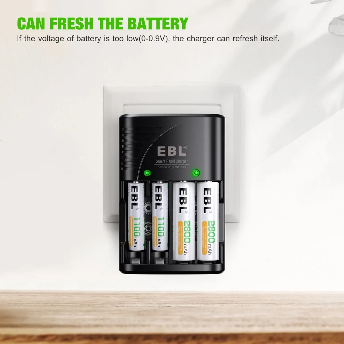 EBL 802 Smart Charger With AA AAA 9V Batteries Kit