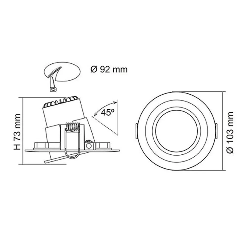 Ecostar II Gimbal LED Downlight Tri-Colour 10w Dimmable in White