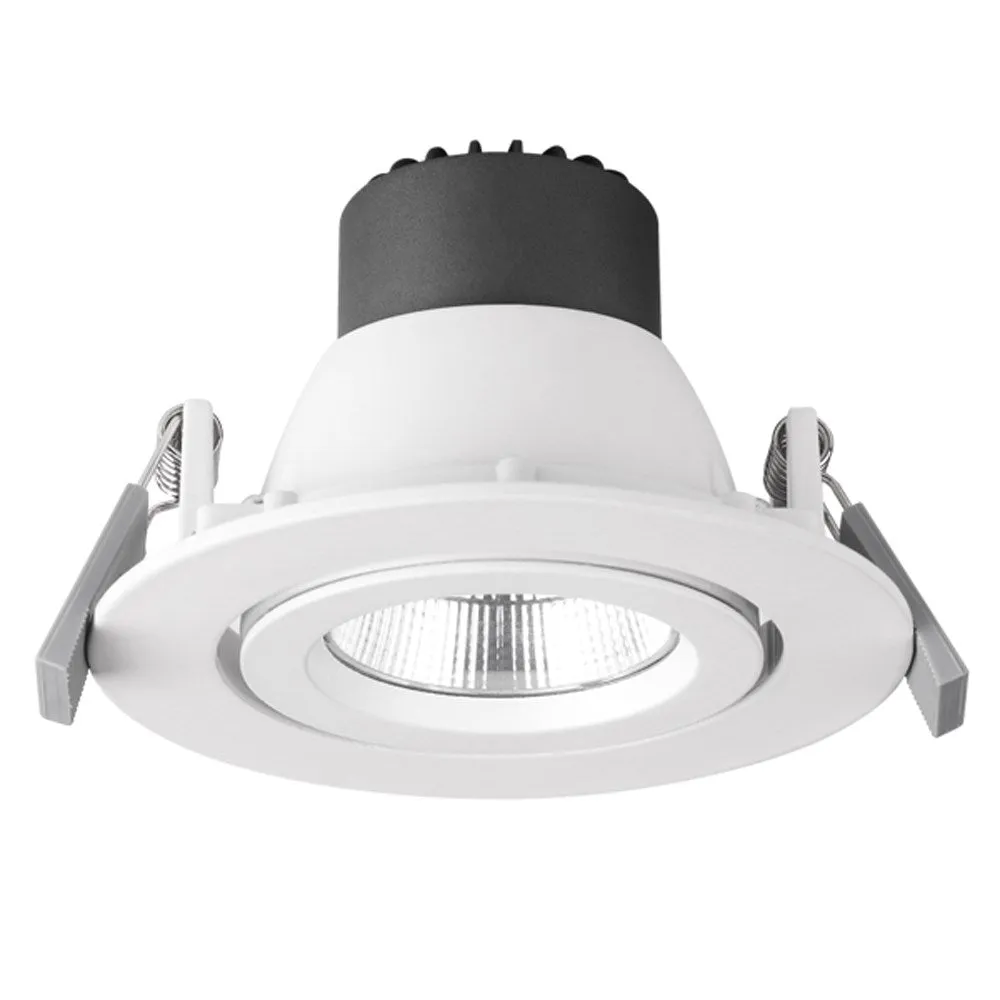 Ecostar II Gimbal LED Downlight Tri-Colour 10w Dimmable in White