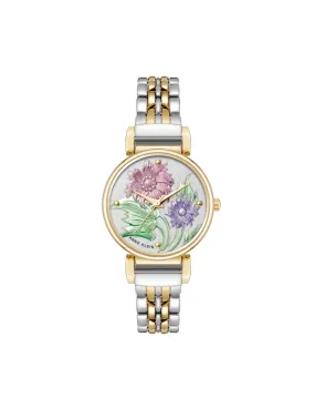 Embossed Floral Pattern Dial Watch