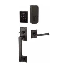 Emtek Hamden EMPowered™ Motorized Touchscreen Handle set with Old Town Glass Knob