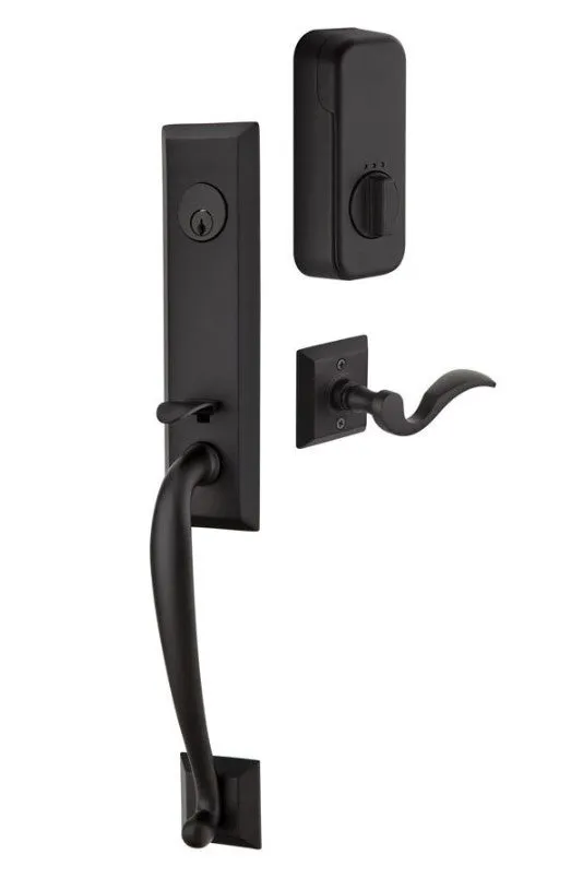 Emtek Single Cylinder Adams Handleset EMPowered Motorized Smart Lock Upgrade With Merrimack Lever