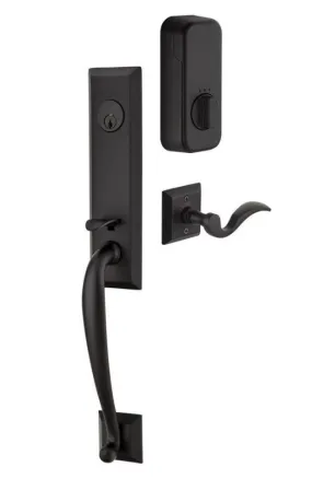 Emtek Single Cylinder Adams Handleset EMPowered Motorized Smart Lock Upgrade With Select T-Bar Faceted Lever