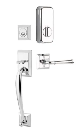 Emtek Single Cylinder Franklin Handleset EMPowered Motorized Smart Lock Upgrade With Belmont Knob