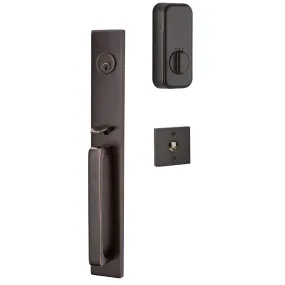 Emtek Single Cylinder Lausanne Handleset EMPowered Motorized Smart Lock Upgrade With Belmont Knob