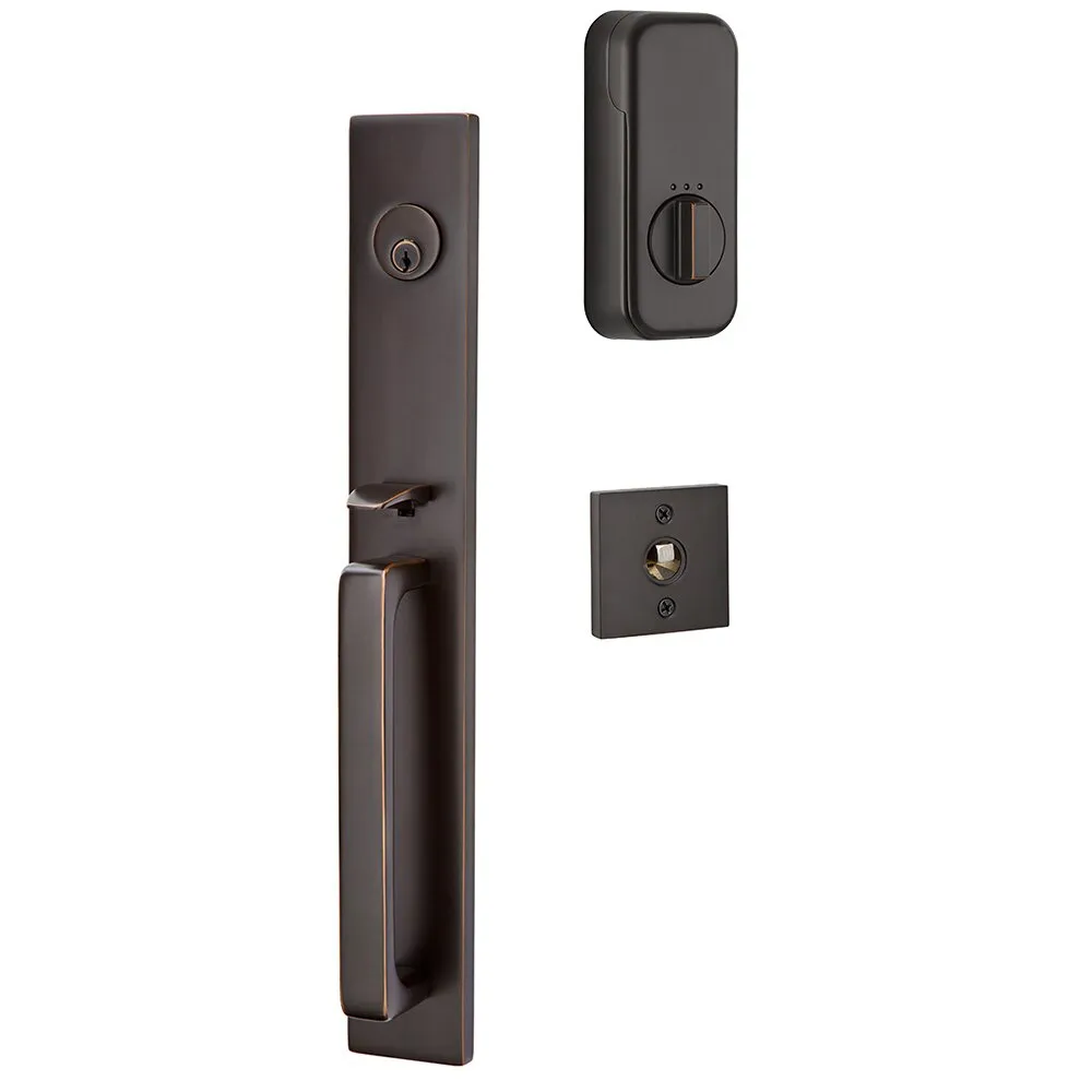 Emtek Single Cylinder Lausanne Handleset EMPowered Motorized Smart Lock Upgrade With Orb Knob