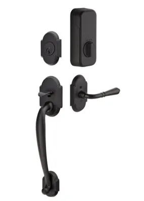 Emtek Single Cylinder Nashville Handleset EMPowered Motorized Smart Lock Upgrade With Modern Disc Glass Knob