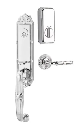 Emtek Single Cylinder Ribbon & Reed Handleset EMPowered Motorized Smart Lock Upgrade With Mercury Lever