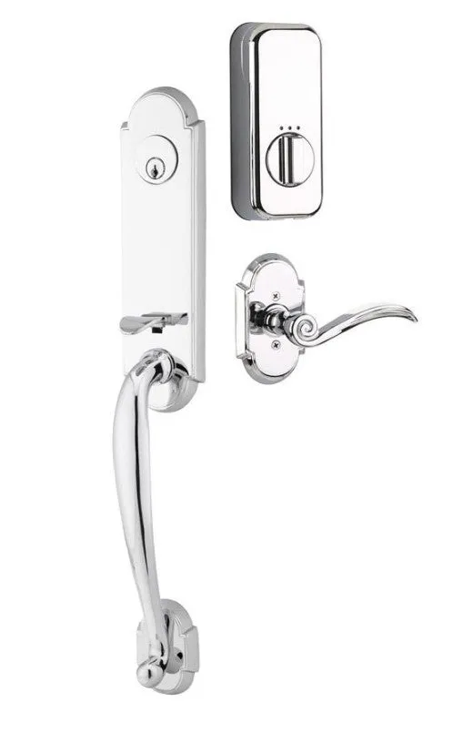 Emtek Single Cylinder Richmond Handleset EMPowered Motorized Smart Lock Upgrade With Belmont Knob