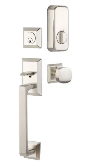 Emtek Single Cylinder Transitional Heritage Sectional Handleset EMPowered Motorized Smart Lock Upgrade With Argos Lever