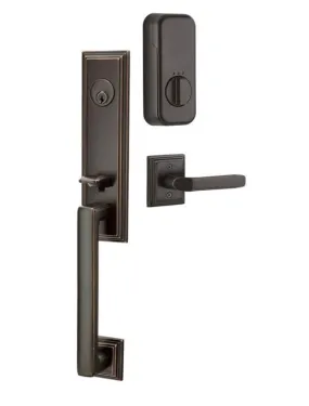 Emtek Single Cylinder Wilshire Handleset EMPowered Motorized Smart Lock Upgrade With Dumont Lever