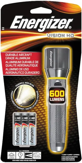 Energizer ENPMHH62 Handheld Flashlight, AAA Battery, Alkaline Battery, LED Lamp, 600 Lumens Lumens, Wide Beam, Black :CD: QUANTITY: 1