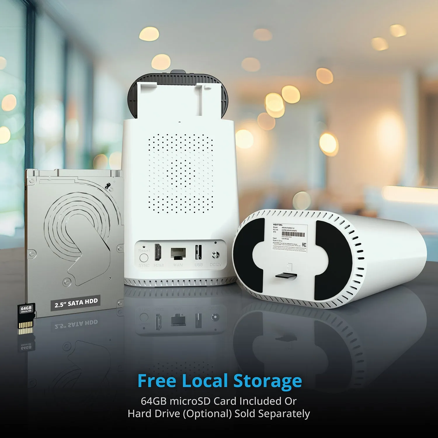 Expandable Wi-Fi Security Hub with 64GB microSD Card and 4 Wire Free 1080p Deterrence Cameras