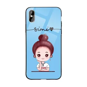 Glossy Protective Case With Blue Cute Girl Name