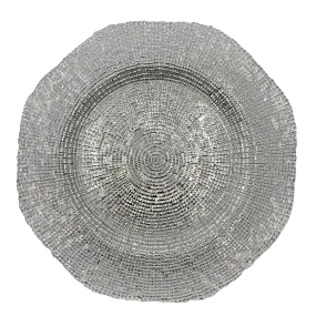 Hexagon - Glass Charger Plate in Silver (Item # 0248)