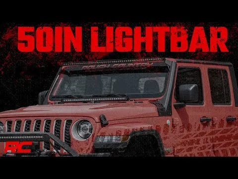 Jeep 50-inch Straight LED Light Bar Upper Windshield Kit w/ Single-Row Black Series LED (20-22 Gladiator JT, 18-22 Wrangler JL)