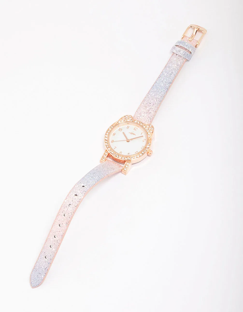 Kids Rose Gold Diamante Rainbow Watch