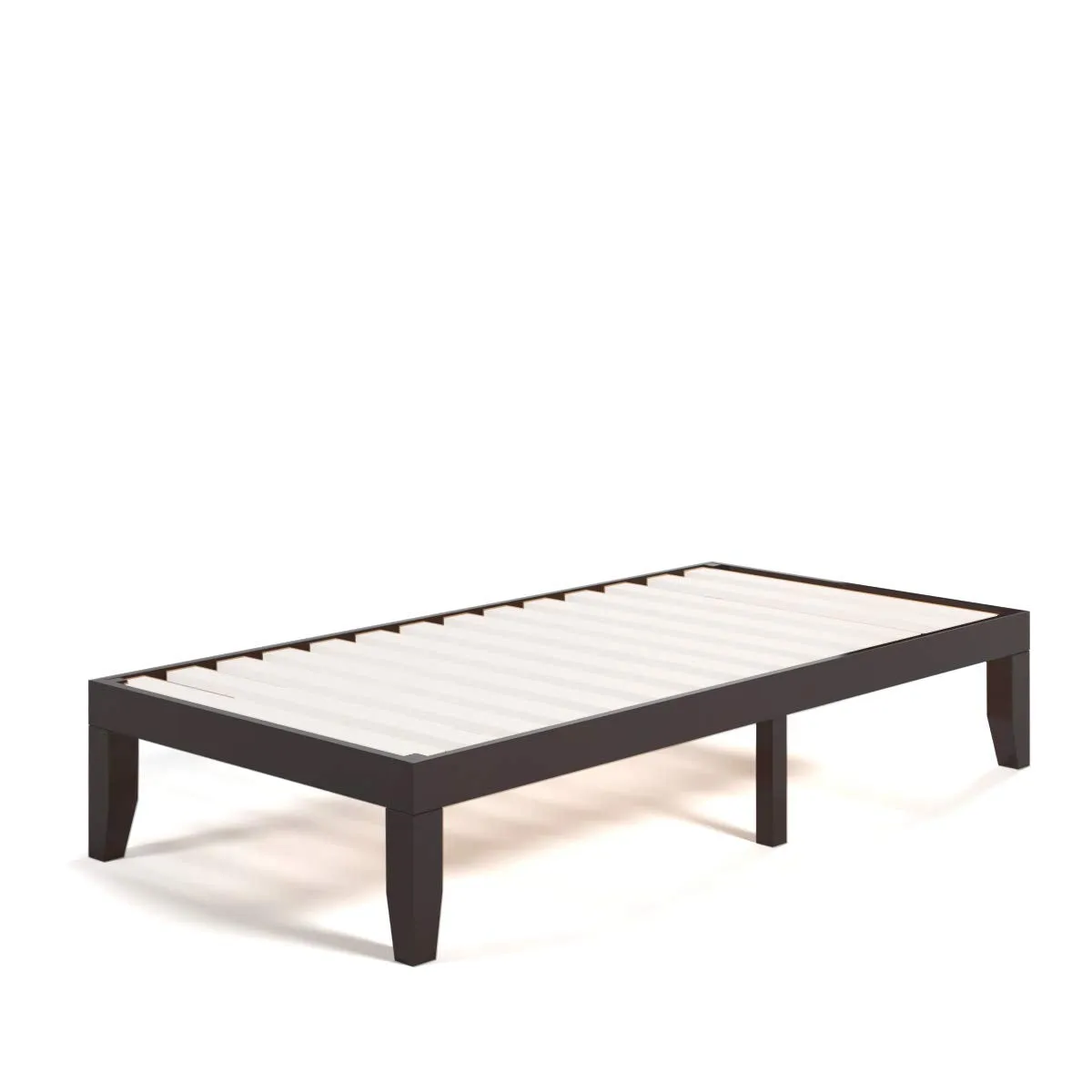 KOMFOTT 14 Inches Wood Platform Bed Frame, Solid Wood Mattress Foundation with Rubber Wood Frame