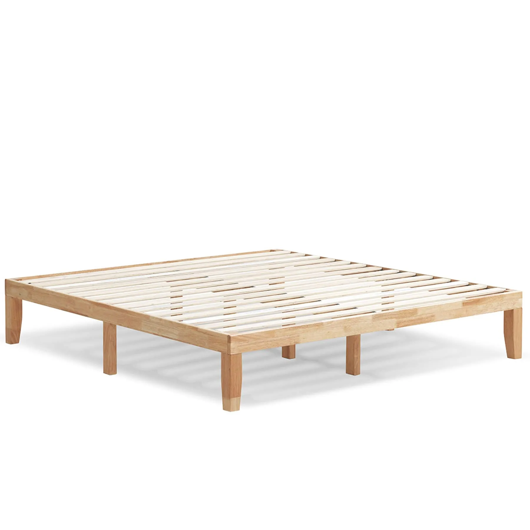 KOMFOTT 14 Inches Wood Platform Bed Frame, Solid Wood Mattress Foundation with Rubber Wood Frame