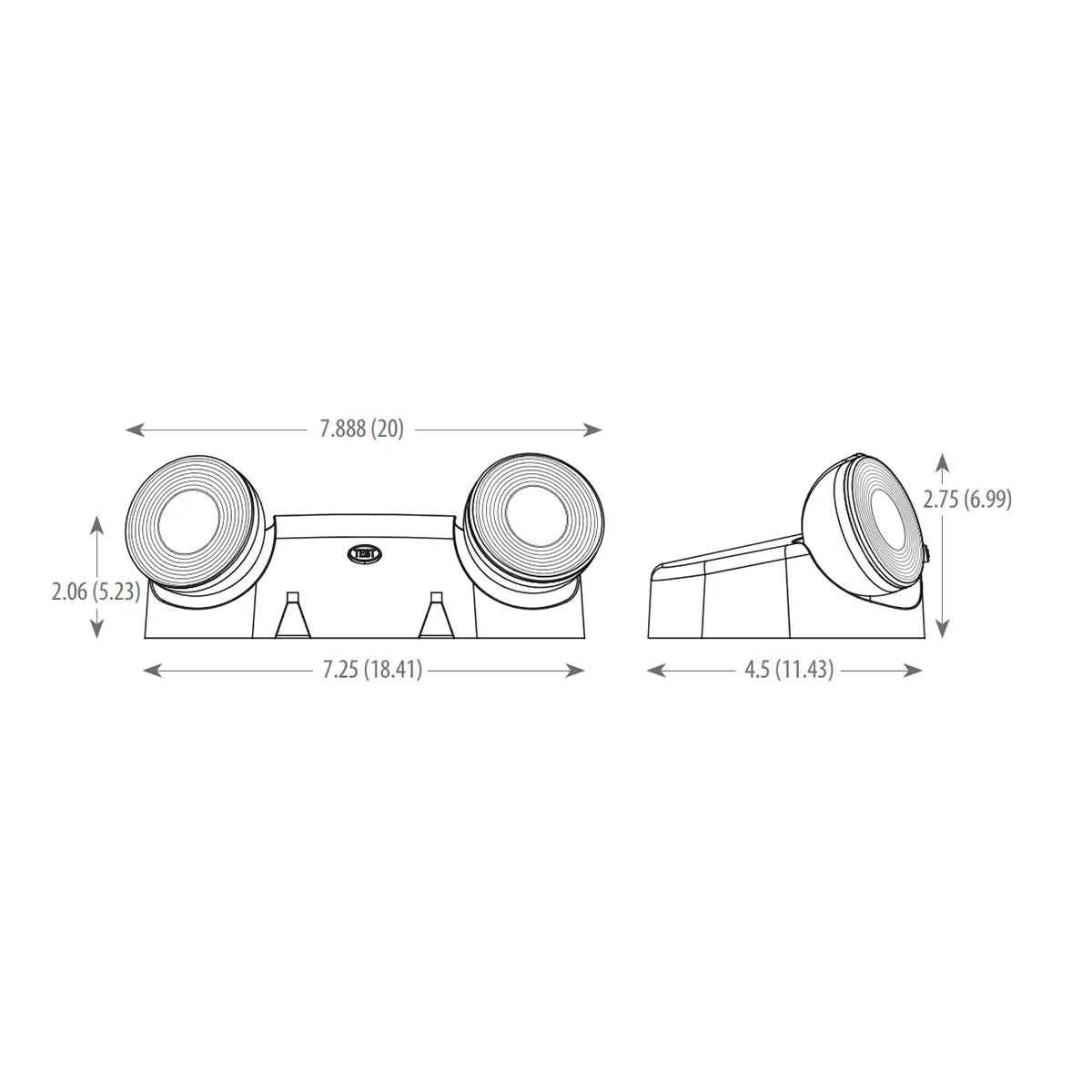 LED Emergency Light, 1.5 Watts,  2 Adjustable Light Heads, 120-277V, Remote Capable, White