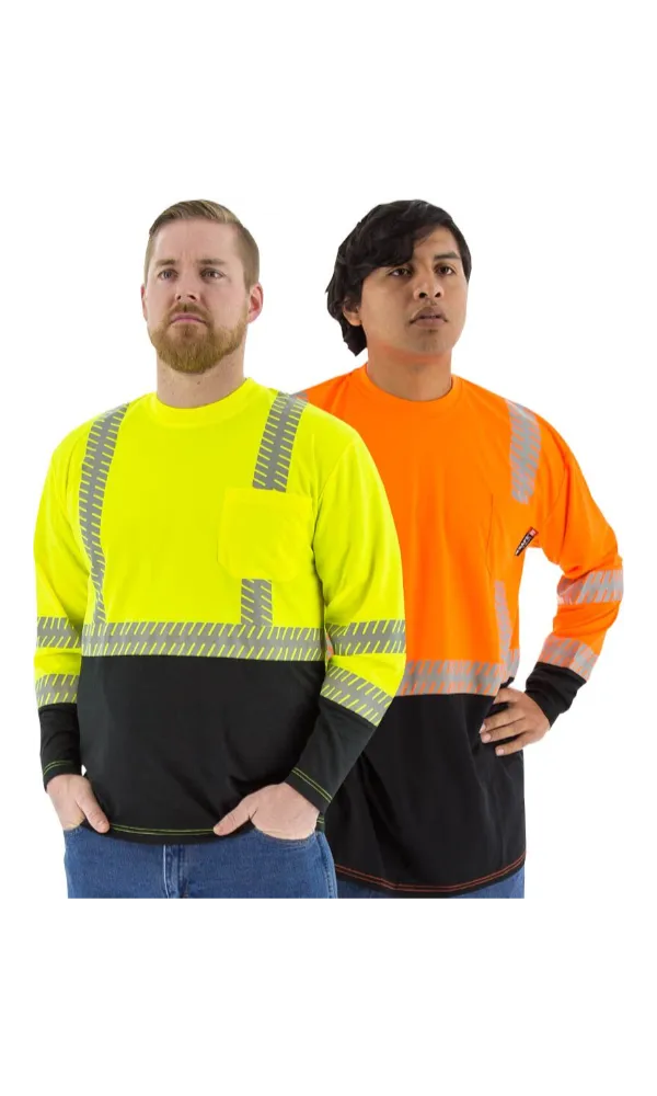 Majestic 75-5257 Hi-Vis Yellow Long Sleeve Reflective Chainsaw Striping ANSI 2 R