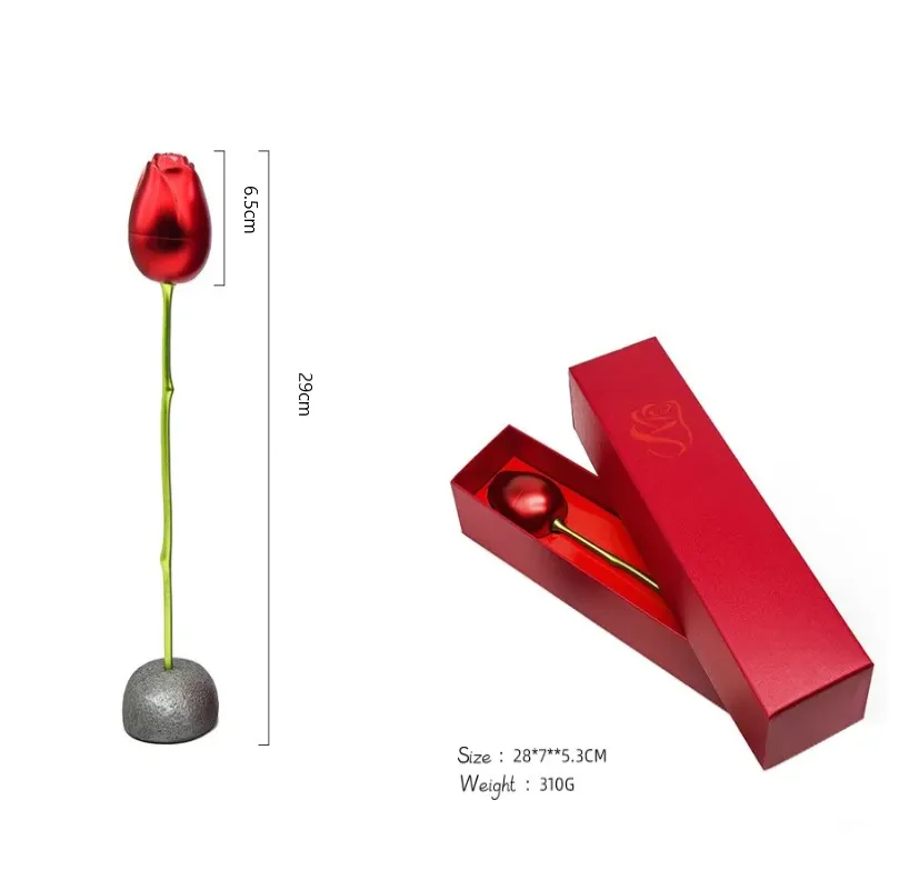 Metal Red rose ring holder/case